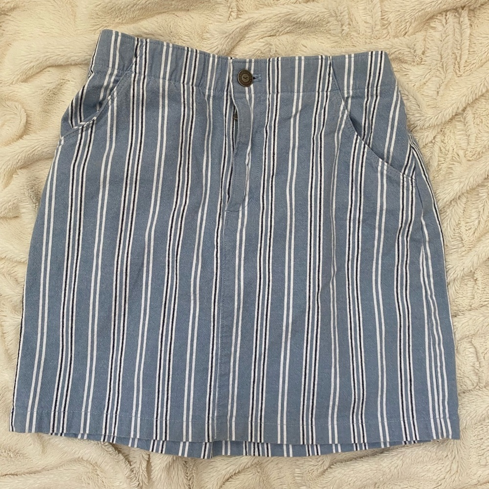 Hollister Ultra High Rise Mini Skirt blue/white vertical stripes Sz XS - Picture 1 of 6